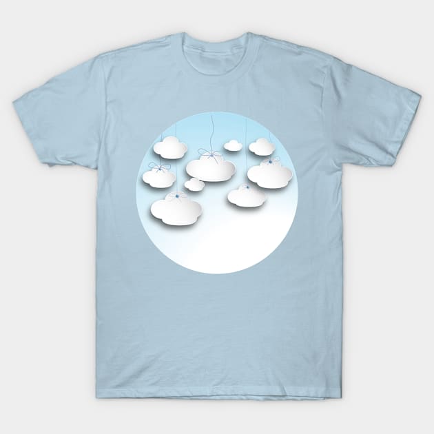 Clouds on a string in Light  Blue T-Shirt by Artskratch